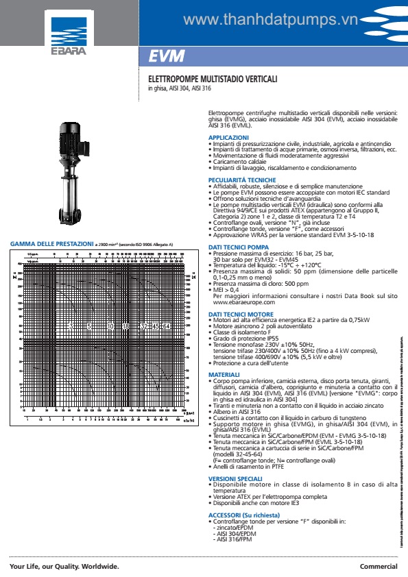 Máy Bơm Trục đứng Ebara EVM Series