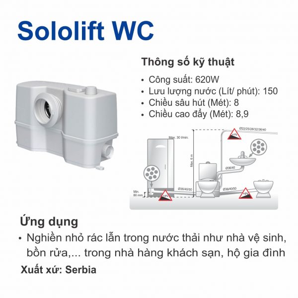 Máy bơm nước thải cho nhà vệ sinh Grundfos Sololift2 WC - 3 620w