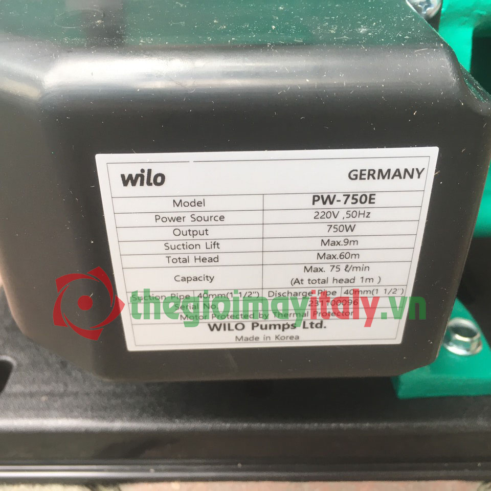 Máy bơm nước chân không Wilo PW-750E