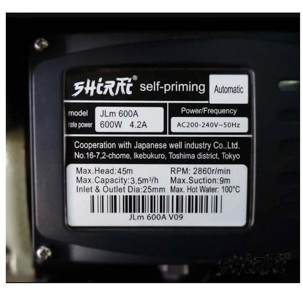 Máy bơm tăng áp Shirai JLm 600A - 600W