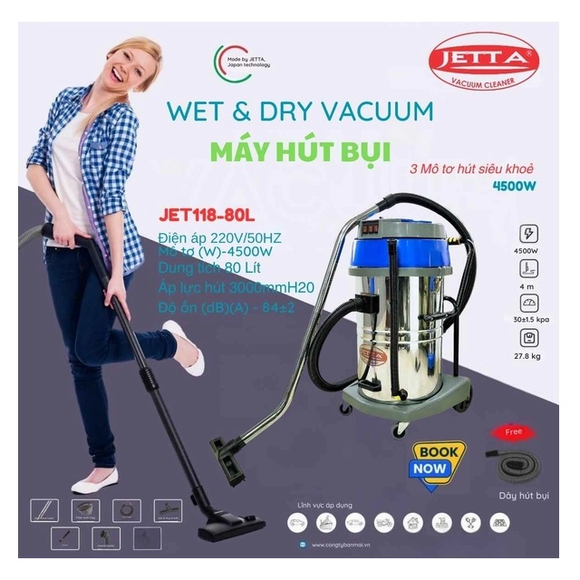 Máy hút bụi JETTA JET118-80L 80 lít